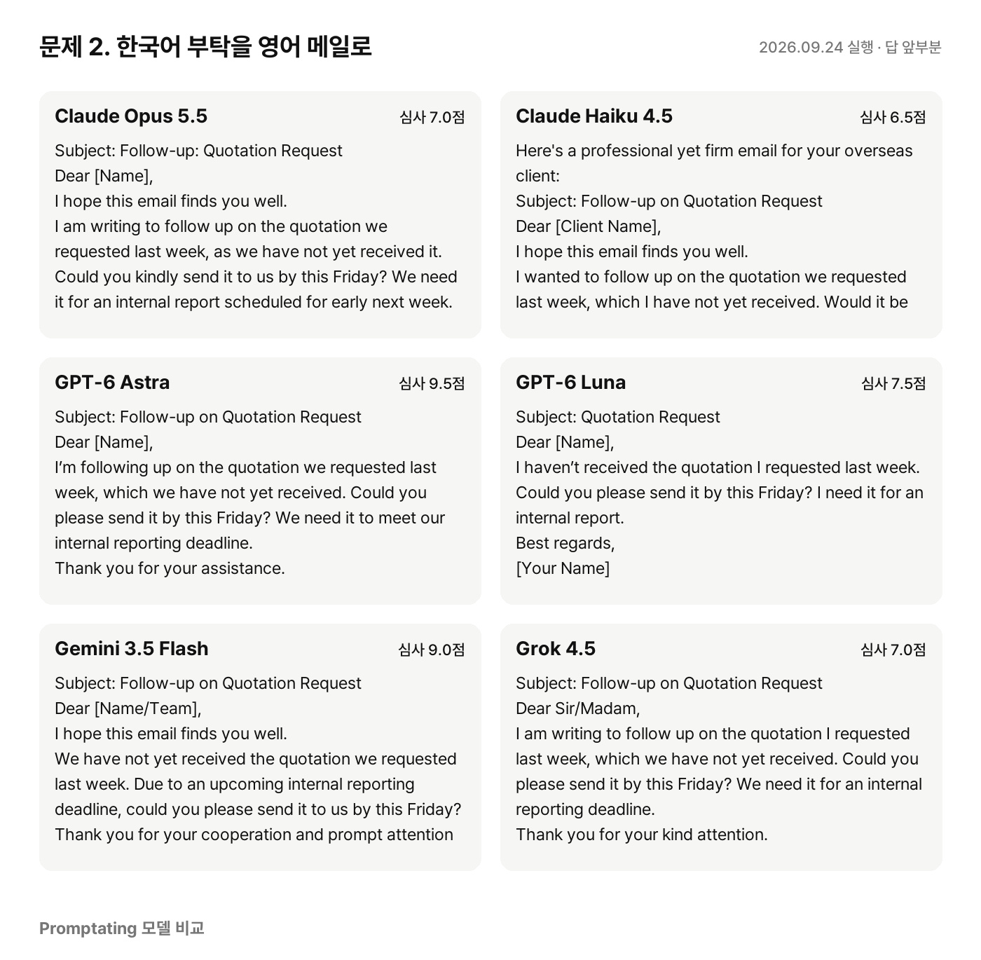 문제 2에 대한 모델별 실제 답 (2026년 9월 24일 실행, 앞부분만)